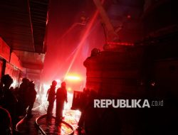 Petugas Damkar Berjibaku Padamkan Kebakaran Glodok Plaza