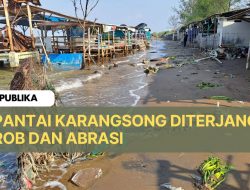 Rob dan Abrasi Terjang Pantai Karangsong, Pengunjung Sepi dan Puluhan Warung Gulung Tikar