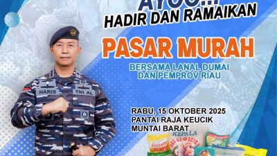 Besok, Lanal Dumai dan Pemprov Riau Gelar Pasar Murah di Pantai Raja Kecik